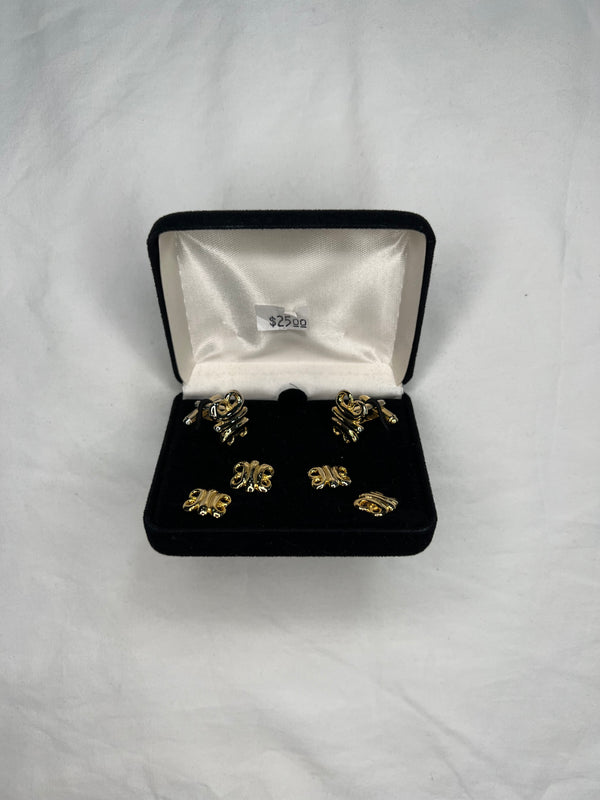 Twisted Gold Stud& Cufflink