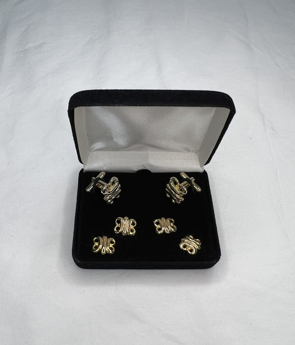 Twisted Gold Stud& Cufflink