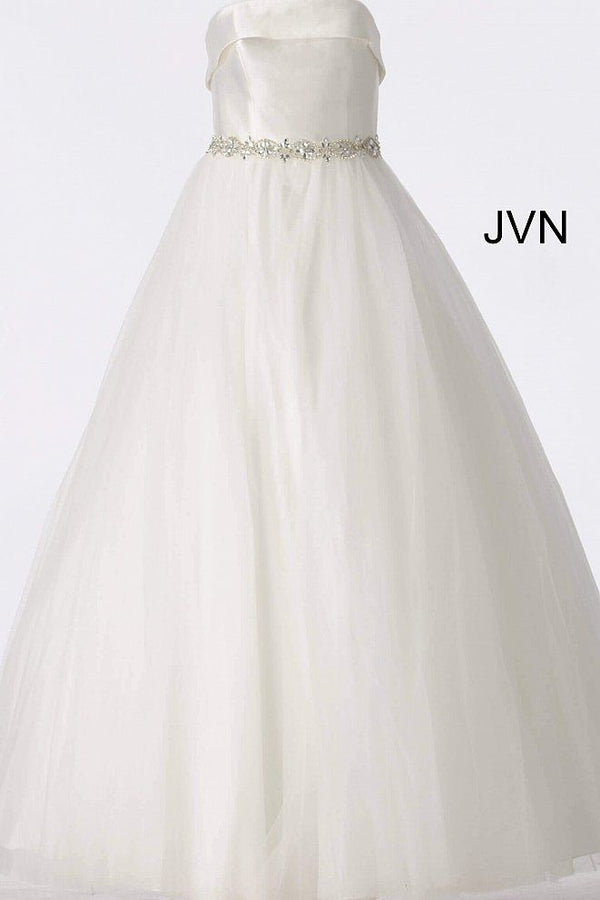 JVN by Jovani 66687 Off White Elegant Tulle Ballgown - Size 2