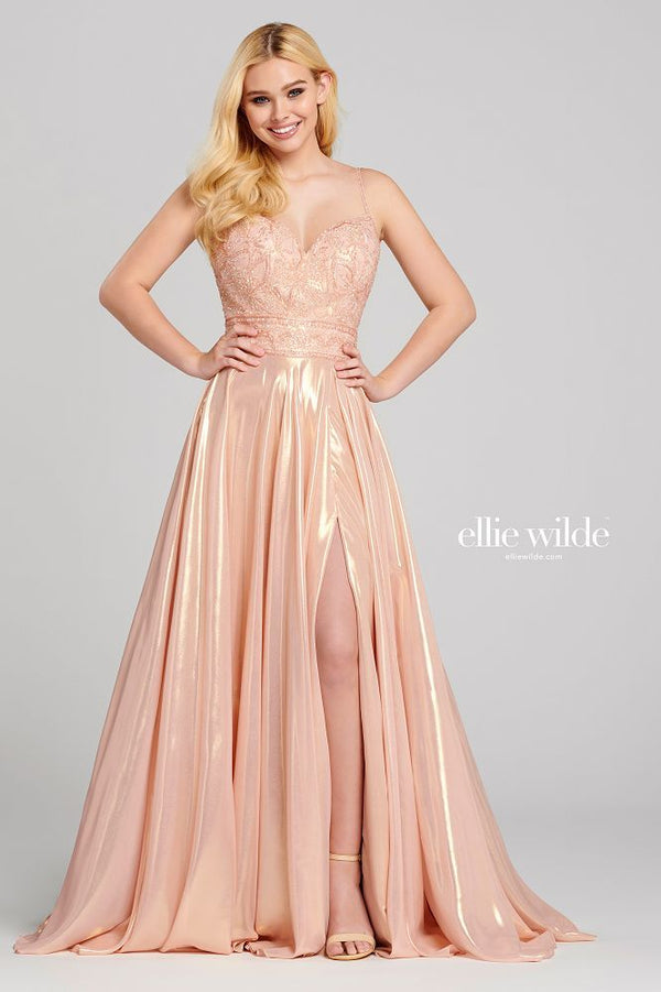 Ellie Wilde 120107 Rose Quartz Shimmer Chiffon Dress