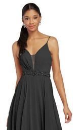 ALYCE Paris 60092 BLACK V-Neck Chiffon A-Line Dress - Size 6