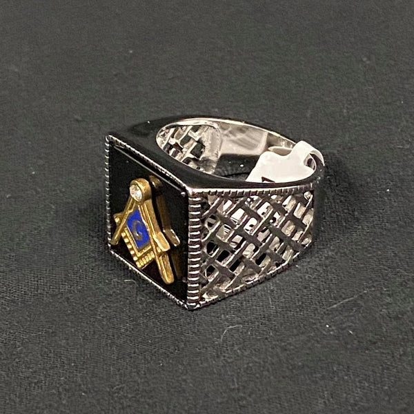 Silver Weave Masonic Ring