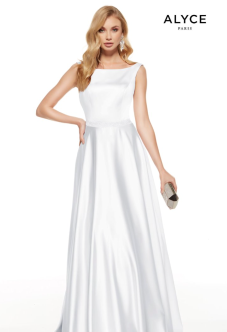 ALYCE Paris 1533 Diamond White Modest A-Line Dress