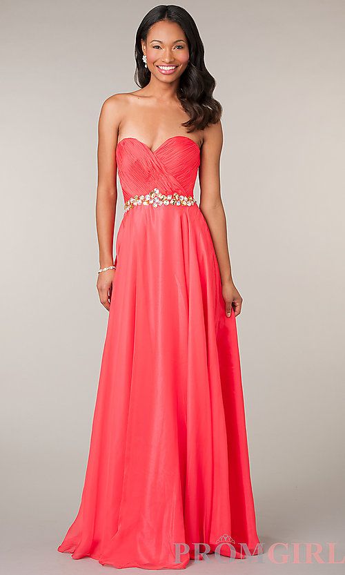 Alyce Paris 35576 Watermelon Sweetheart Chiffon A-Line Dress