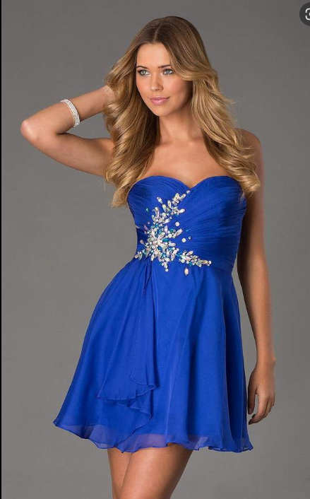 Alyce Paris 3632 Sapphire Sweetheart Beaded A-Line Short Dress - Size 12