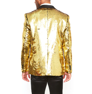 Gold Sequin with Black Peak Lapel Fashion Jacket