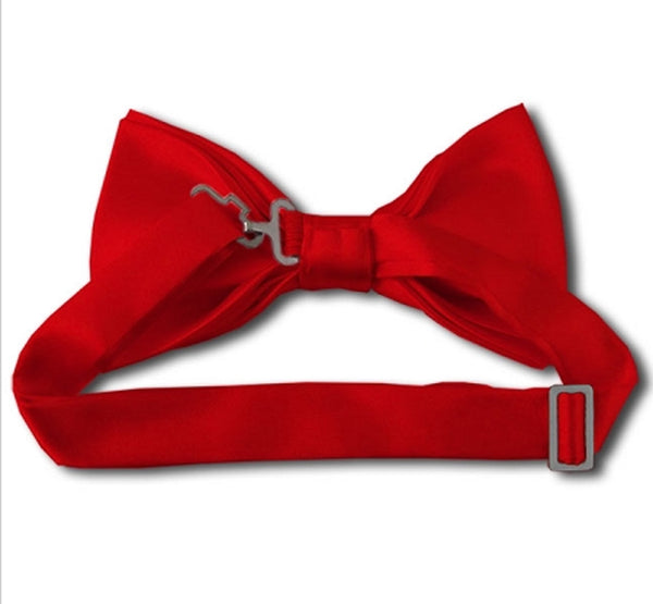 New Red Satin Pretied Bow Tie (Back)