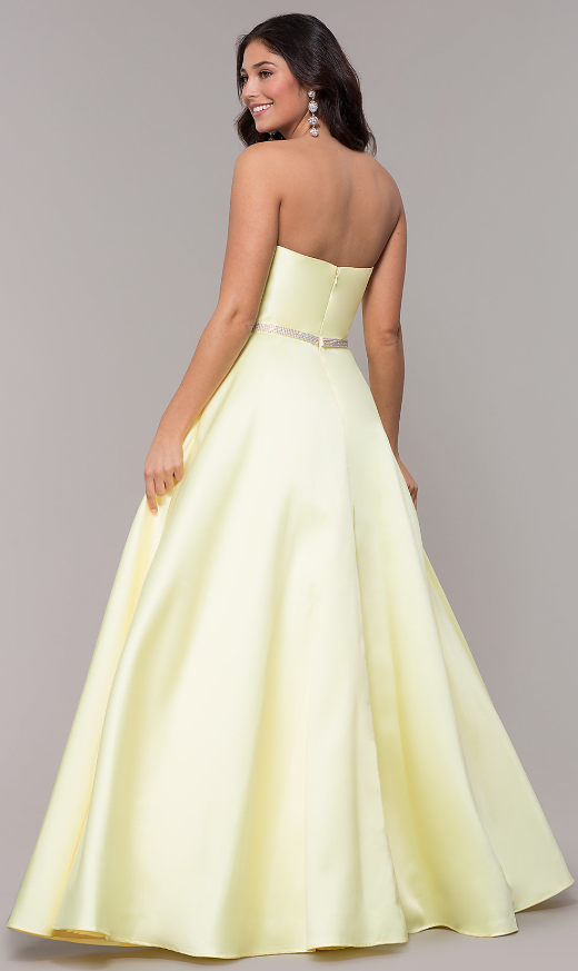 Clarisse 3739 Lemon Strapless Mikado A-Line Dress - Size 8