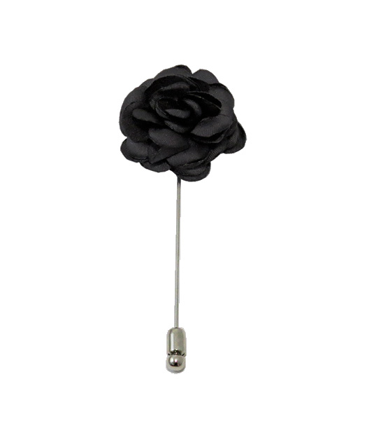 Solid Satin Floral Lapel Pin - 24 Colors