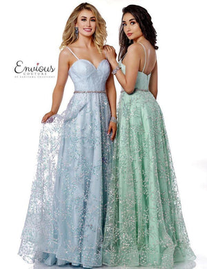 Mint Green A-Line Glitter Tulle Dress