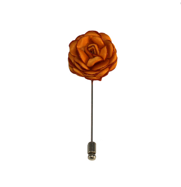 Solid Satin Floral Lapel Pin - 24 Colors