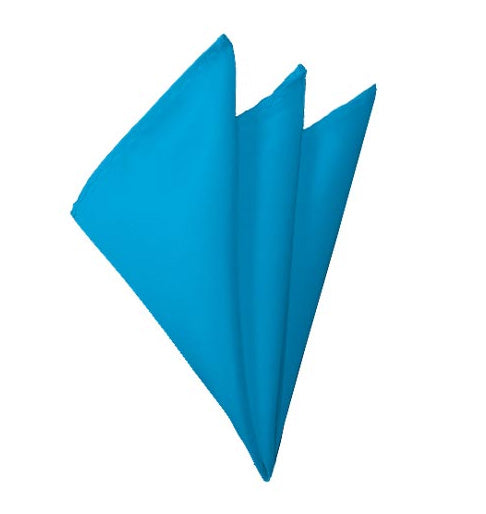 New Solid Satin Pocket Square - Turquoise