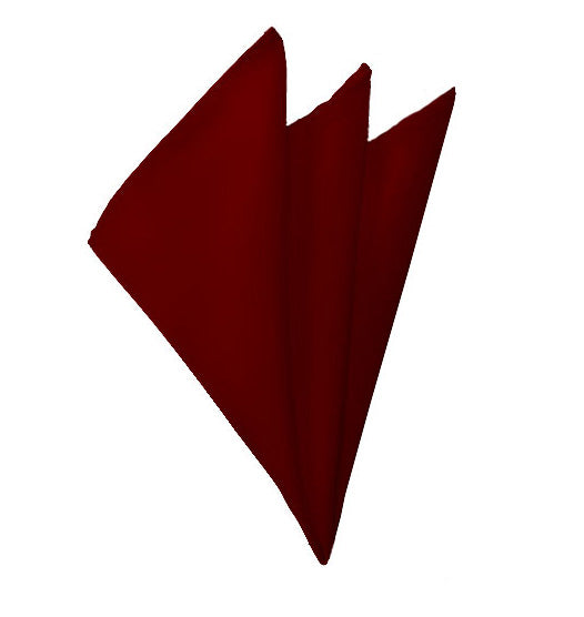 New Solid Satin Pocket Square - Burgundy