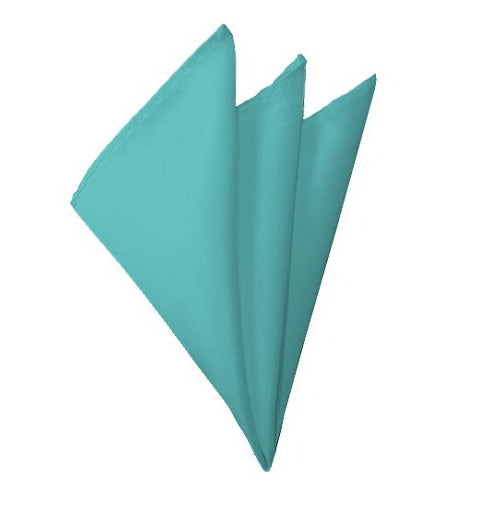 New Solid Satin Pocket Square - Aqua Green