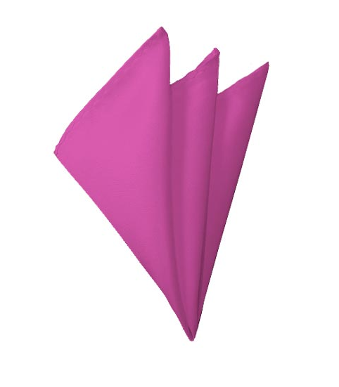 New Solid Satin Pocket Square - Hot Pink