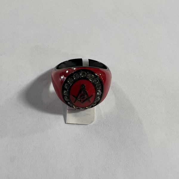 Red and Black Masonic Ring