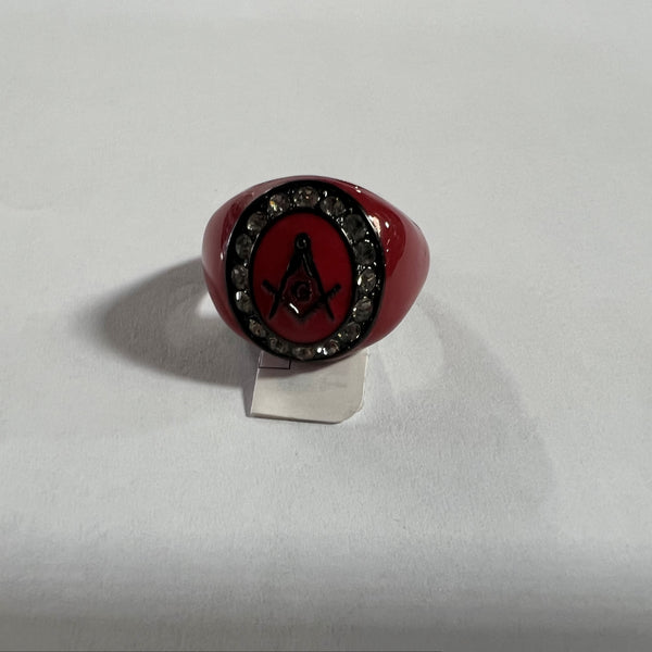 Red and Black Masonic Ring