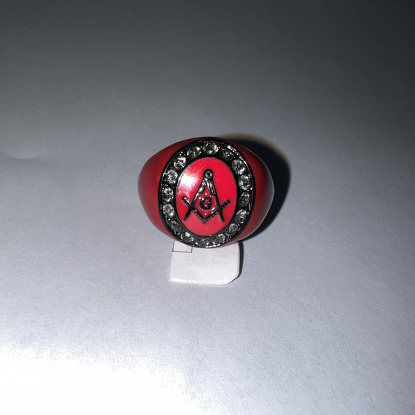 Red and Black Masonic Ring