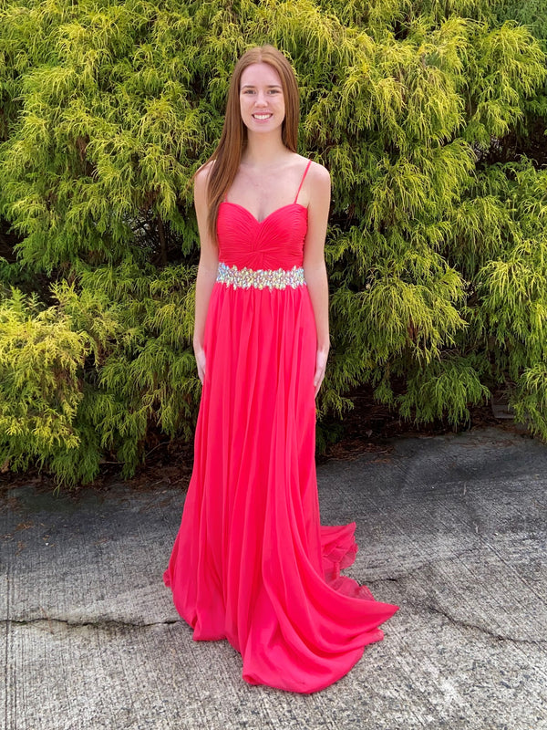 JVN by Jovani 22470 Watermelon Sweetheart Chiffon Dress