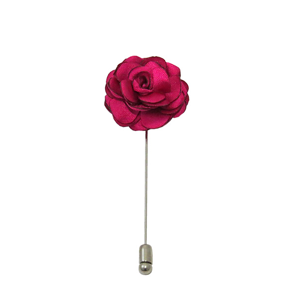 Solid Satin Floral Lapel Pin - 24 Colors