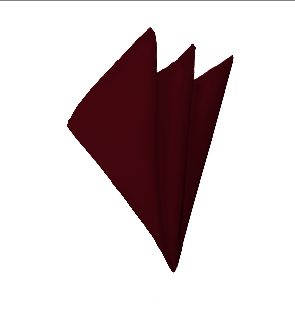 New Solid Satin Pocket Square - Maroon