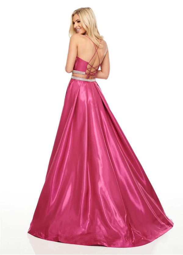 Rachel Allan 7106 Magenta 2 Piece A-Line Dress with Pockets