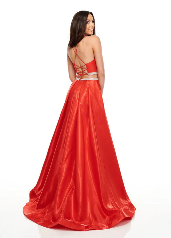 Rachel Allan 7106 Red 2 Piece A-Line Dress with Pockets