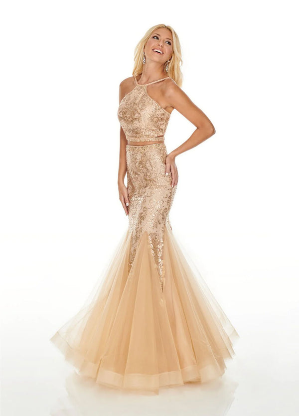 Rachel Allan 7057 Deep Champagne 2 Piece Mermaid Dress