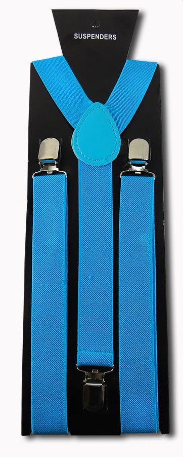 Adjustable Clip-on Suspenders - Turquoise