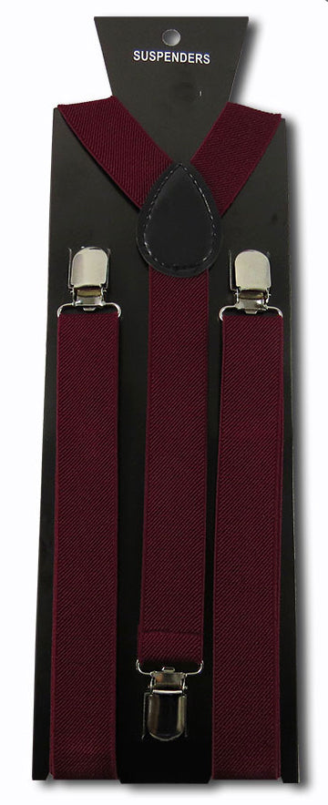 Adjustable Clip-on Suspenders - Burgundy