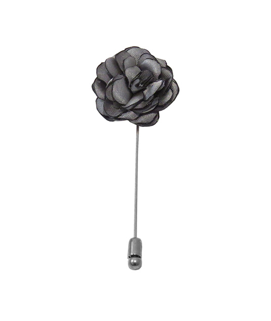 Solid Satin Floral Lapel Pin - 24 Colors