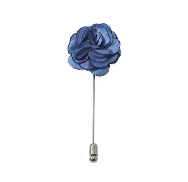 Solid Satin Floral Lapel Pin - 24 Colors